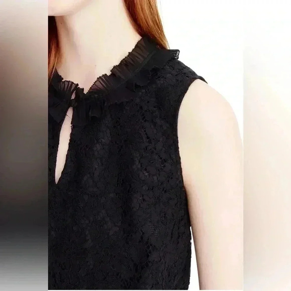 J Crew Lace Sleeveless Blouse, S, Black, Ruffles, Romantic Goth - Picture 3 of 8